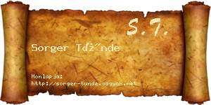 Sorger Tünde névjegykártya